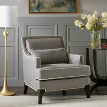 Load image into Gallery viewer, Grey Arm Chair w/ Ivory Welting