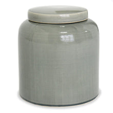 Load image into Gallery viewer, Grey/Green Crackled Glazed Ceramic Vase with Removable Lid
