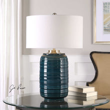 Load image into Gallery viewer, Dark Teal Glazed Ceramic Lamp