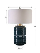 Load image into Gallery viewer, Dark Teal Glazed Ceramic Lamp