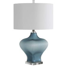Load image into Gallery viewer, Frosted Turquoise Glass Lamp