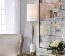Load image into Gallery viewer, Tapered Base Antique Brass/Marble Buffet Lamp