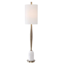 Load image into Gallery viewer, Tapered Base Antique Brass/Marble Buffet Lamp