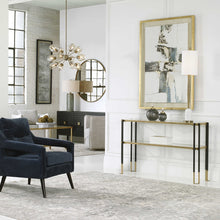 Load image into Gallery viewer, Tapered Base Antique Brass/Marble Buffet Lamp