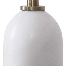 Load image into Gallery viewer, Tapered Base Antique Brass/Marble Buffet Lamp