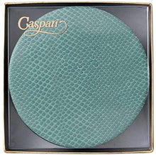 Load image into Gallery viewer, Caspari Round Snakeskin Felt-Backed Coasters in Mist - 8 Per Box