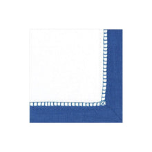Load image into Gallery viewer, Caspari Linen Border Paper Cocktail Napkins/Guest Towels in Marine Blue-