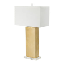 Load image into Gallery viewer, Rectangular Gold Metal with Crystal Accents Table Lamp