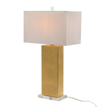 Load image into Gallery viewer, Rectangular Gold Metal with Crystal Accents Table Lamp