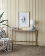 Load image into Gallery viewer, Ceramic Geometric Ribbed Blue Table Lamp with Nickle Finish