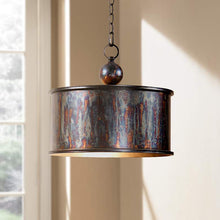 Load image into Gallery viewer, Oxidized Bronze Finish Drum Pendant Light
