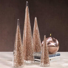 Load image into Gallery viewer, Clear Glass Decorative Tree w/Champagne Glitter
