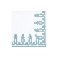 Load image into Gallery viewer, Caspari Dessin Passementerie Paper Linen Cocktail Napkins/Guest Towels in Stone Blue