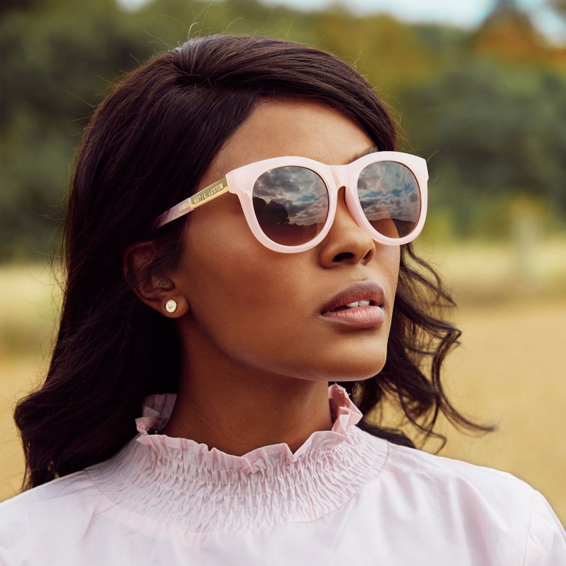 Katie Loxton Vienna Sunglasses Thick Pale Pink Frame Gradient Brown Lenses Luna Sunglasses - Mauve Tortoise & Pink Gradient | Dixxon  main image 4