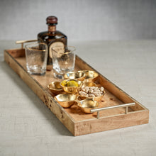 Load image into Gallery viewer, Leiden Burl Wood Rectangular Tray with Gold Handles - Large