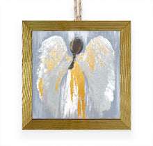 Load image into Gallery viewer, Graceful Brunette Angel Embellished Wooden Framed Ornament