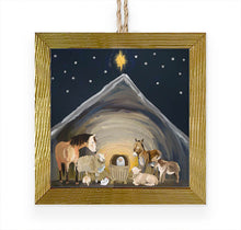Load image into Gallery viewer, Nativity Manger Embellished Wooden Framed Ornament