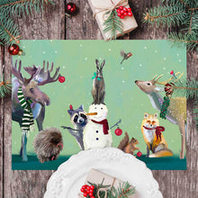 Load image into Gallery viewer, Holiday Snowman & Wonderous Animals Vinyl Placemat
