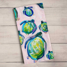 Load image into Gallery viewer, Sea Turtles on Pink Tea Towel - 21 x 28