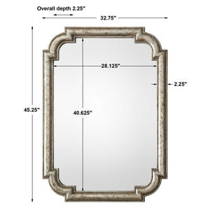 Solid Wood Frame Distressed Silver Leaf Mirror