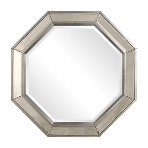 Octagon Solid Wood Burnished Silver Mirror