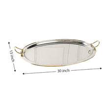 Load image into Gallery viewer, Silver Tray with Gold Circle Handles
