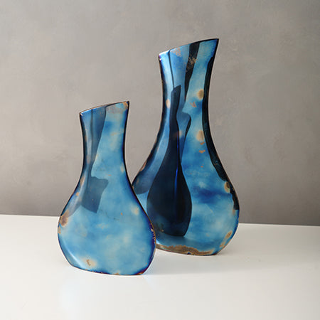Blue Metal Slender Vase