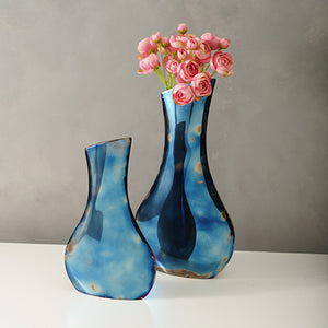 Blue Metal Slender Vase