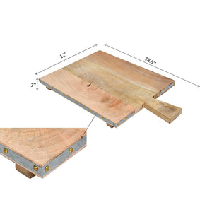 Wood Tray with Galvanized Metal