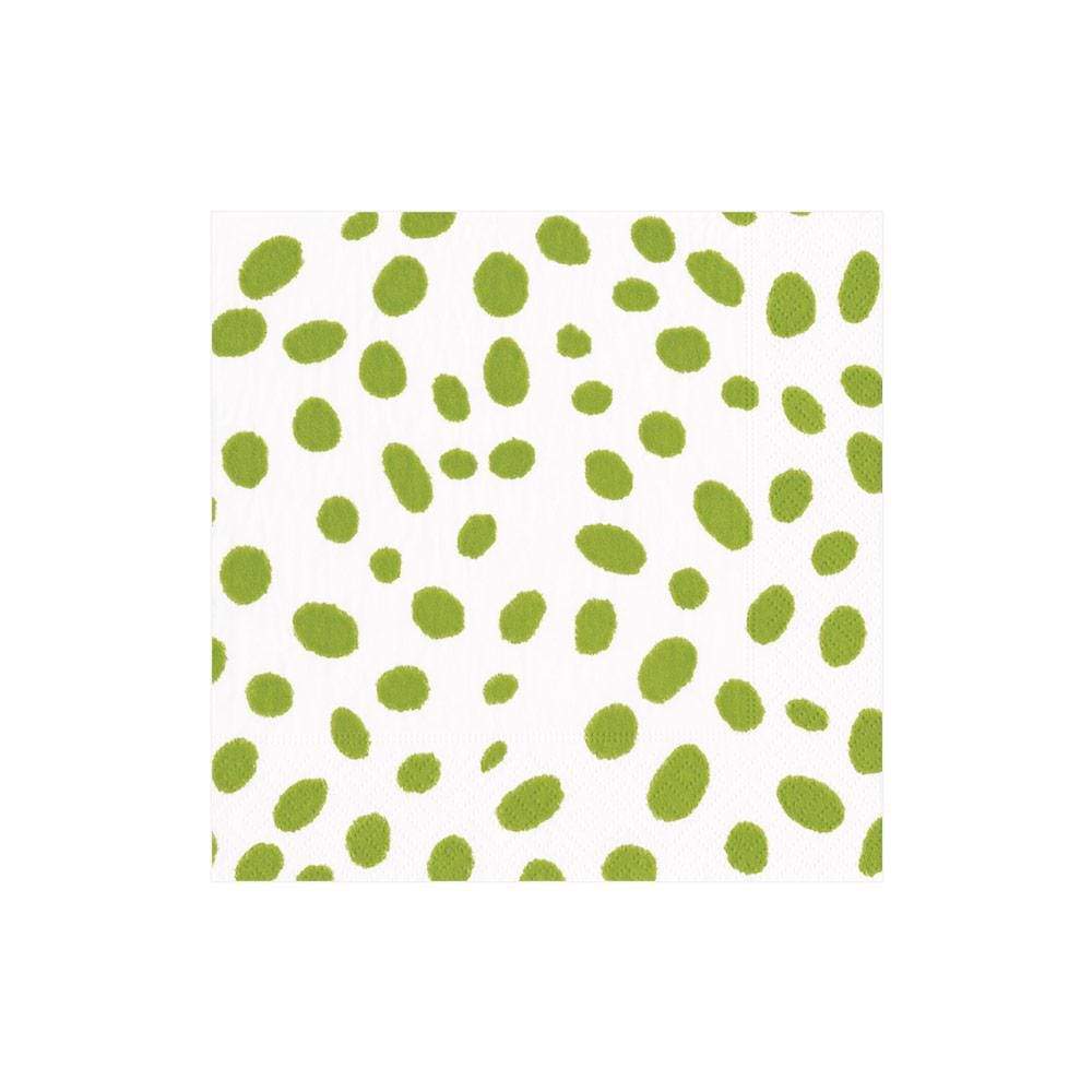 Caspari Green Spots Linen Napkins/Guest Towels