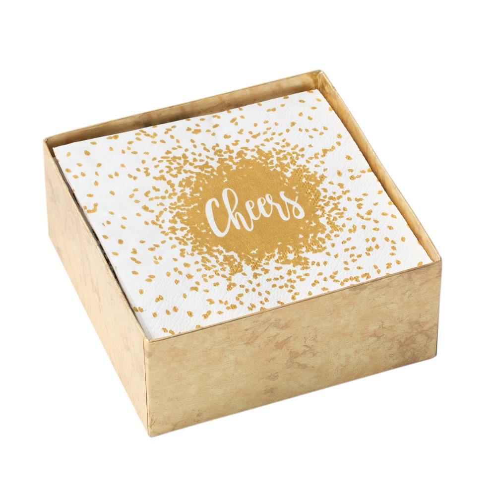 Gold Cheers Napkins in Box