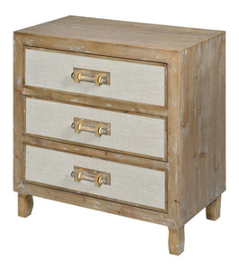 Timeless & Natural Light Wood Linen-Like Fabric Chest of Drawers
