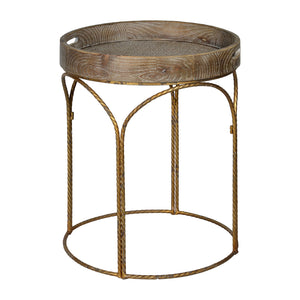 White Wash w/ Distressed Gold Accent Table