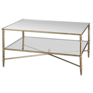 Mirrored Gold Leaf Table on a Iron Frame