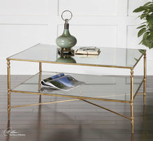 Load image into Gallery viewer, Mirrored Gold Leaf Table on a Iron Frame
