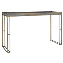 Load image into Gallery viewer, Console Table with Rich Charcoal Faux Shagreen w/ Brushed Gold Steel Frame
