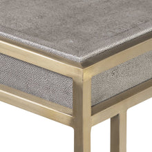 Load image into Gallery viewer, Console Table with Rich Charcoal Faux Shagreen w/ Brushed Gold Steel Frame
