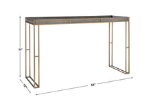 Load image into Gallery viewer, Console Table with Rich Charcoal Faux Shagreen w/ Brushed Gold Steel Frame
