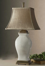 Load image into Gallery viewer, Crackled Aged Ivory Porcelain Lamp
