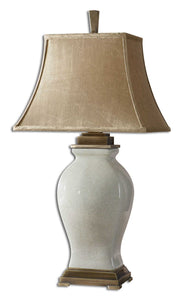 Crackled Aged Ivory Porcelain Lamp