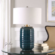 Load image into Gallery viewer, Dark Teal Glazed Ceramic Lamp
