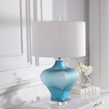 Load image into Gallery viewer, Frosted Turquoise Glass Lamp
