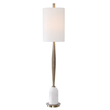 Load image into Gallery viewer, Tapered Base Antique Brass/Marble Buffet Lamp
