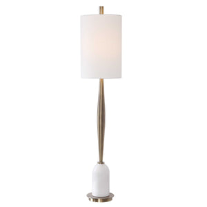 Tapered Base Antique Brass/Marble Buffet Lamp