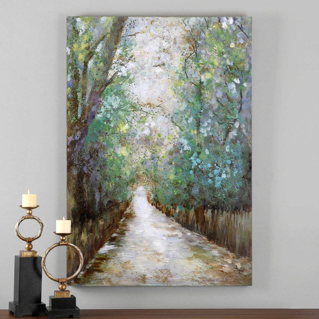 Hand Painted Tree-Lined Pathway Canvas