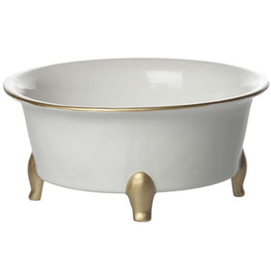 White & Gold Centerpiece Ceramic Footed Bowl