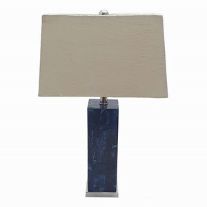 Square Blue Pillar Table Lamp