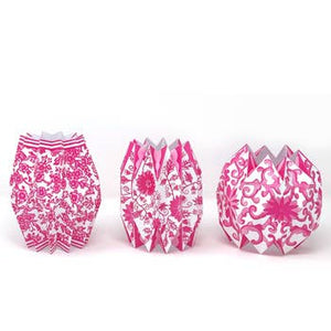 Lucy Grymes Pink Chinoiserie Vase Wraps - 3 in a set