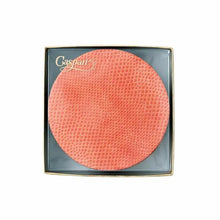 Load image into Gallery viewer, Caspari Round Snakeskin Felt-Backed Coasters in Coral - 8 Per Box
