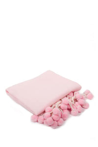 Herringbone Pom Pom Throw - Pink